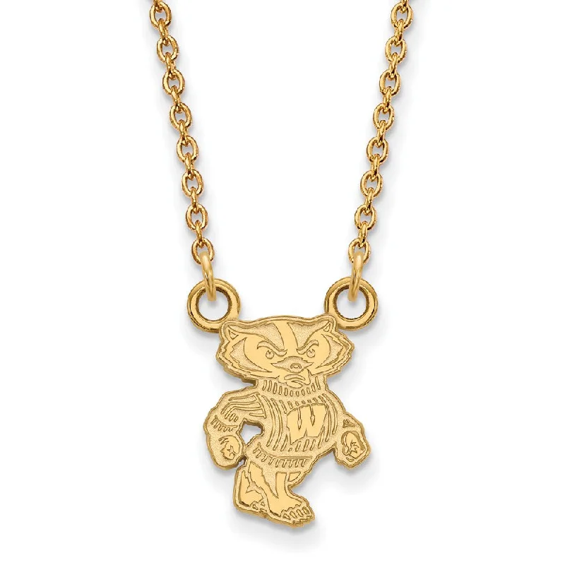 Ladies necklaces with hoof charms -14k Yellow Gold U of Wisconsin Small Logp Pendant Necklace