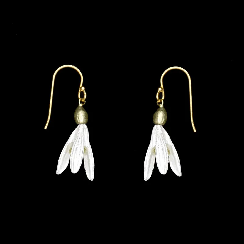 ladies-diamond-silver-earrings-Snowdrops Earrings - Wire