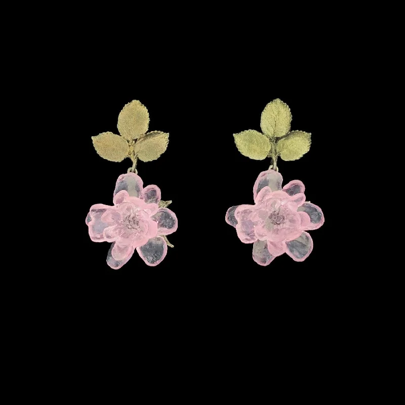 ladies-diamond-gold-earrings-Blushing Rose Earrings - Post Drop