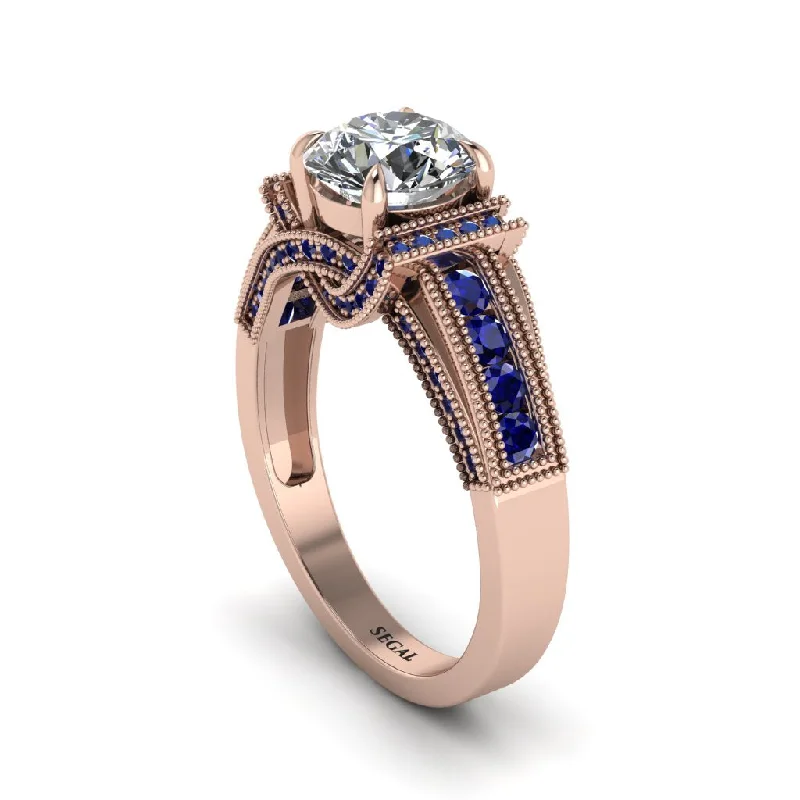 engagement-elegant-cathedral-rings-Diamond Eternal Embrace Milgrain Engagement Ring - Fernanda No. 62