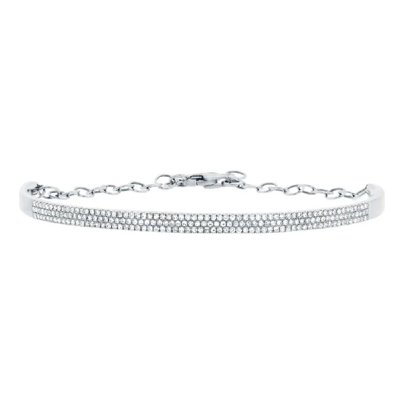 Ladies bracelets for kin bonds -14K White Gold Diamond Pave Bracelet