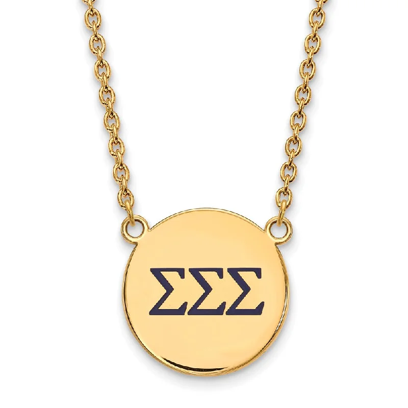 Ladies necklaces with sky topaz -14K Plated Silver Sigma Sigma Sigma Large Enamel Necklace