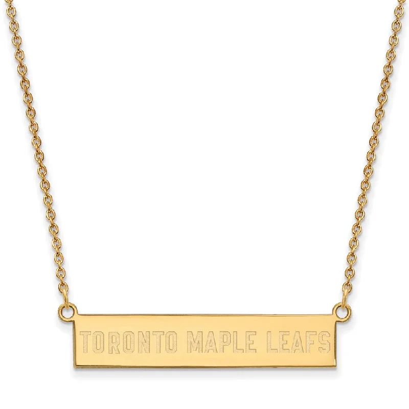 Ladies necklaces for chill vibes -SS 14k Yellow Gold Plated NHL Maple Leafs SM Bar Necklace, 18 Inch