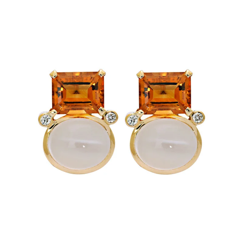 ladies-delicate-silver-earrings-Earrings- Citrine, Moonstone and Diamond