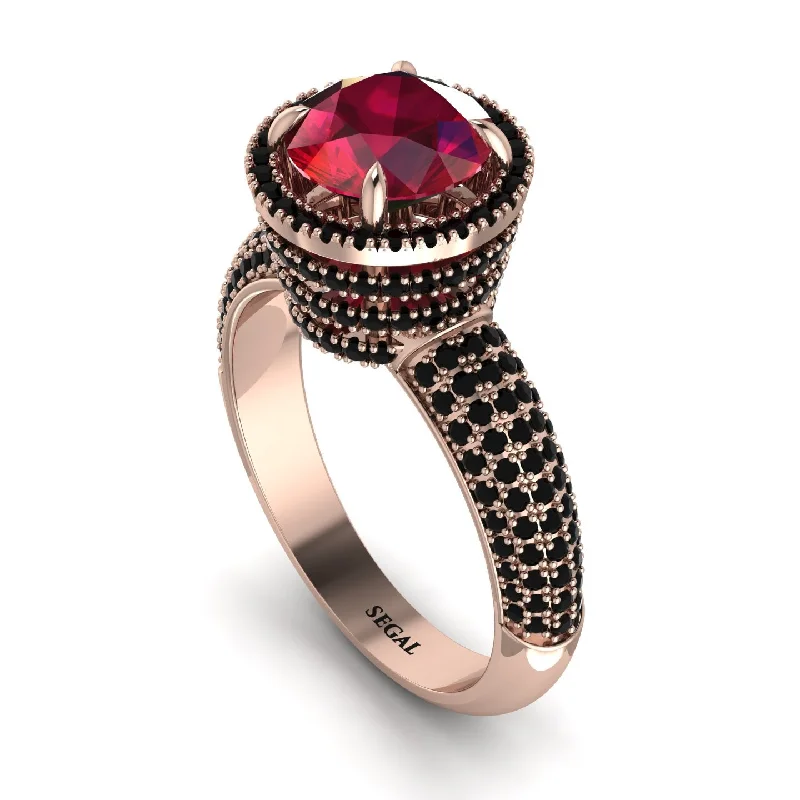 engagement-modern-platinum-rings-Ruby Cluster Halo Engagement Ring - Katie No. 41