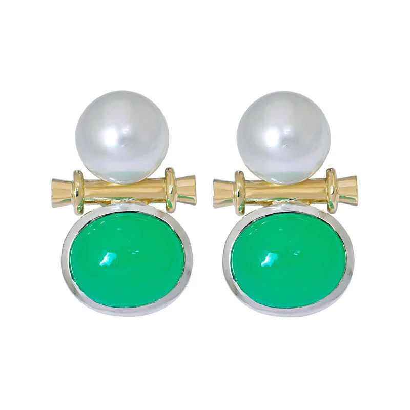 ladies-bohemian-hoop-earrings-Earrings- Chrysoprase and South Sea Pearl