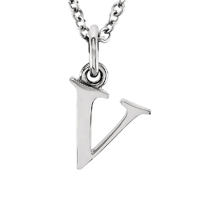 Ladies necklaces trendy elegance -The Abbey Lower Case Initial 'v' Necklace in 14k White Gold, 16 Inch