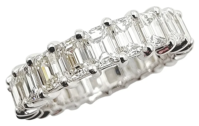 engagement-princess-cut-silver-rings-18k White Gold Emerald Cut Diamond Eternity Band Wedding/Engagement Ring