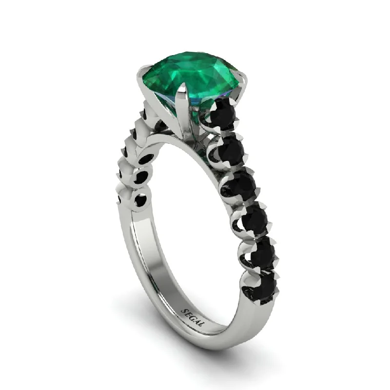 engagement-custom-gold-rings-2ct Round Cut Emerald 14K Gold Engagement Ring - Christina No. 36