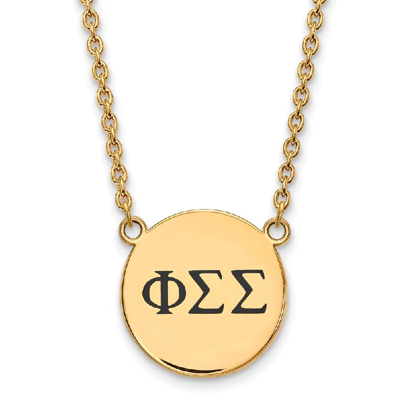 Ladies necklaces creative edge -14K Plated Silver Phi Sigma Sigma Large Enamel Greek Letters Necklace