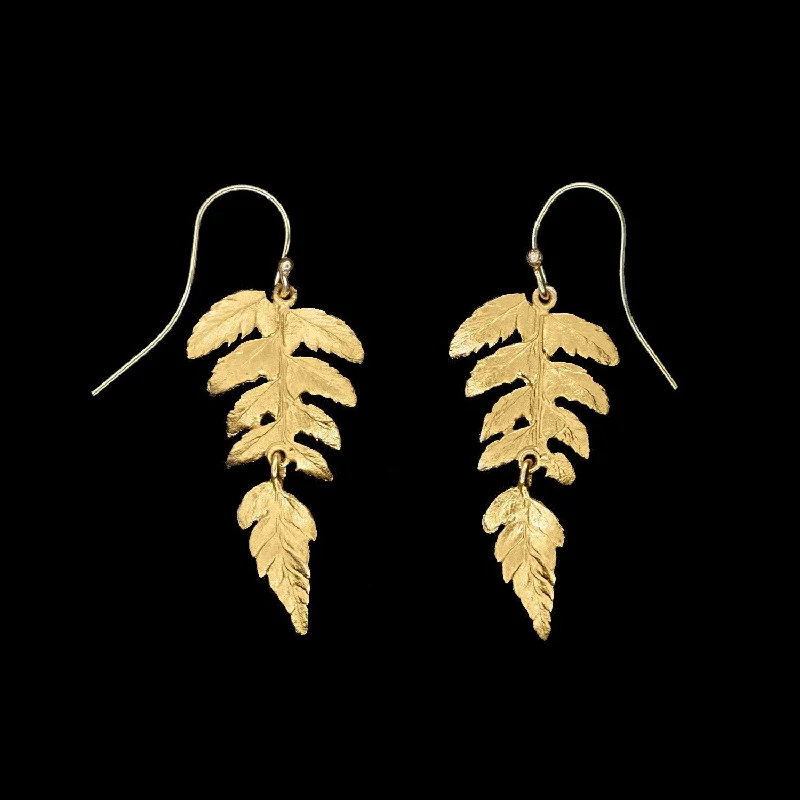 ladies-artisan-hoop-earrings-Fine Fern Earrings - Single Leaf Wire