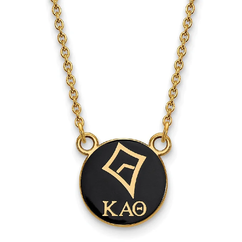 Ladies necklaces with glow pendants -14K Plated Silver Kappa Alpha Theta Small Enamel Logo Necklace