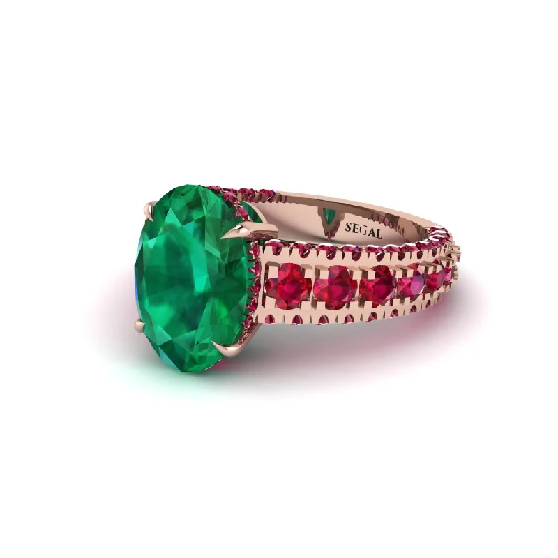 engagement-marquise-cut-gold-rings-4ct Oval Cut Emerald Pave Engagement Ring - Selah No. 50