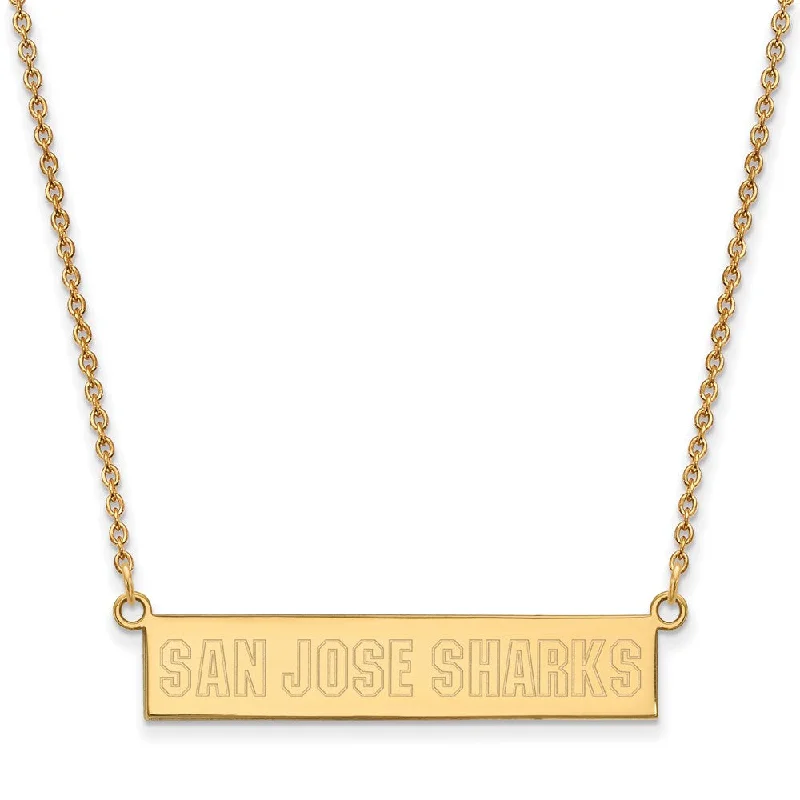 Ladies necklaces for promise days -SS 14k Yellow Gold Plated NHL San Jose Sharks SM Bar Necklace, 18 Inch