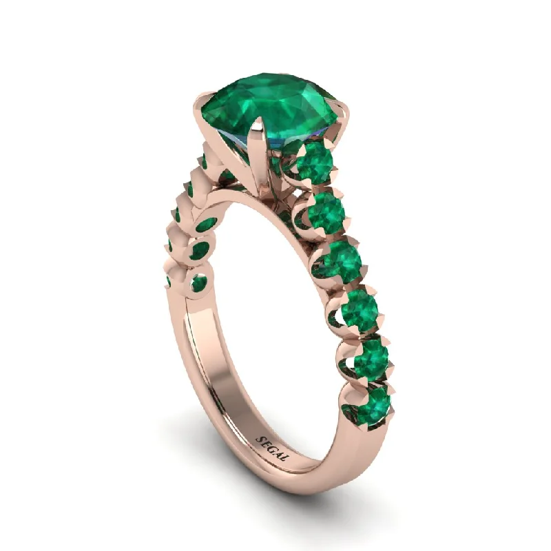 engagement-luxury-white-gold-rings-2ct Round Cut Emerald 14K Gold Engagement Ring - Christina No. 20