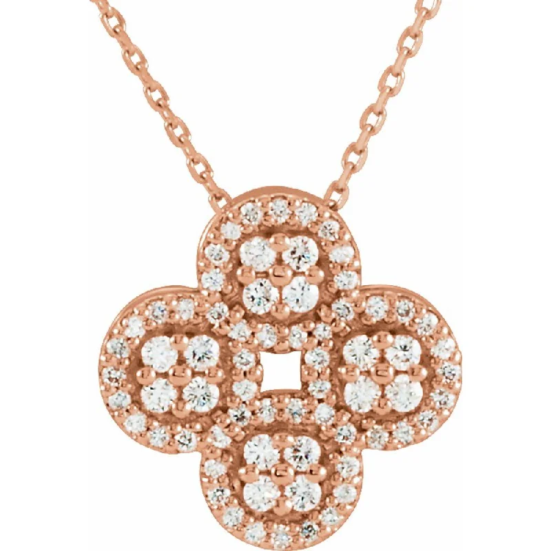 Ladies necklaces for medics -14k Yellow, White or Rose Gold 1/2 Ctw Diamond Clover Necklace, 18 In