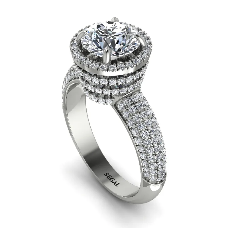 engagement-round-platinum-rings-Diamond Cluster Halo Engagement Ring - Katie No. 3