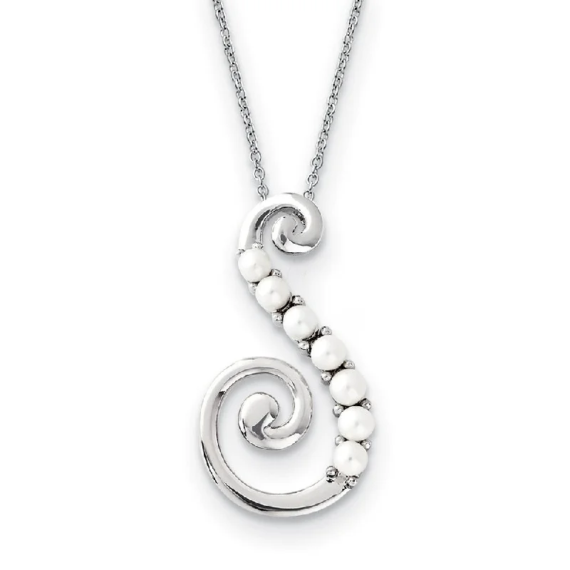 Ladies necklaces for frosty days -Reaching Out Sterling Silver and FW Cultured Pearl 18-Inch Necklace