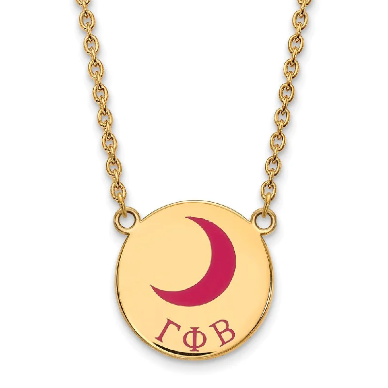 Ladies necklaces artsy elegance -14K Plated Silver Gamma Phi Beta Large Enamel Necklace