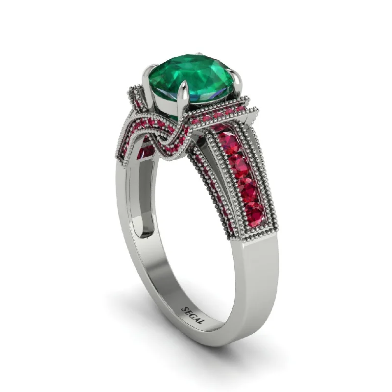 engagement-marquise-cut-gold-rings-Emerald Eternal Embrace Milgrain Engagement Ring - Fernanda No. 51