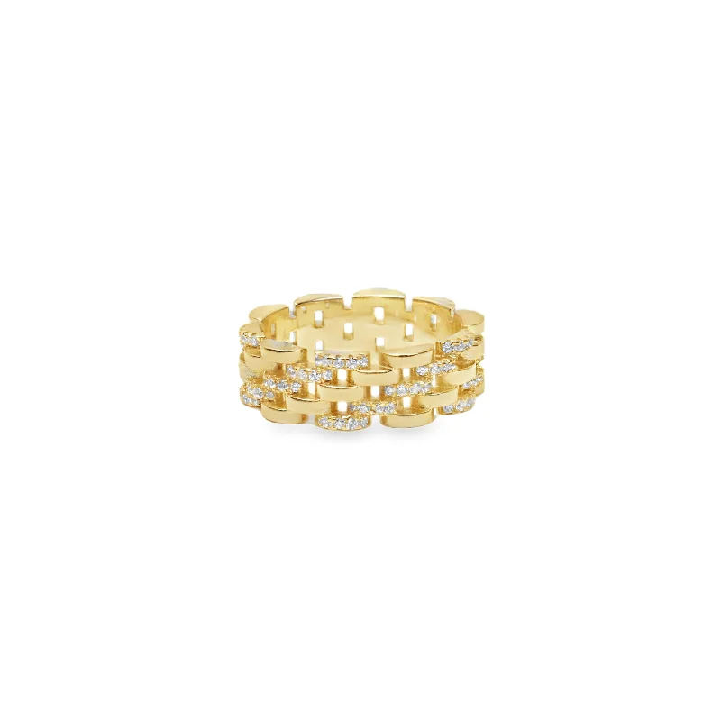 ladies-marquise-cut-silver-rings-THE PAVE CHAIN LINK RING