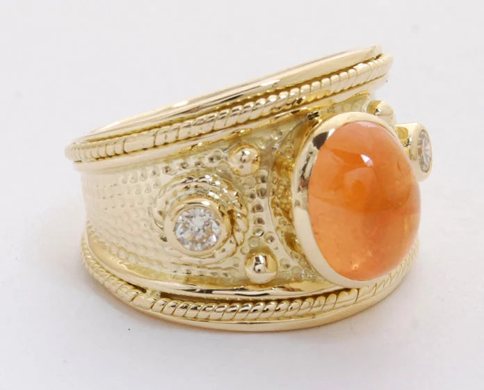 ladies-luxury-sapphire-rings-Repair - Ring - Orange Garnet and Diamond (1824K)