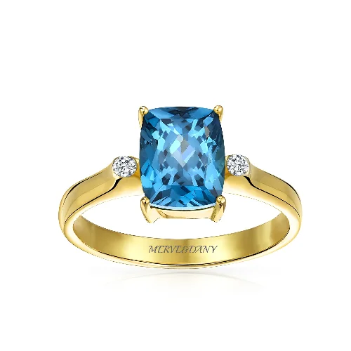 engagement-silver-halo-rings-3.17CT London Blue Topaz Emerald Cut Engagement Ring in 14K Gold Plated Silver