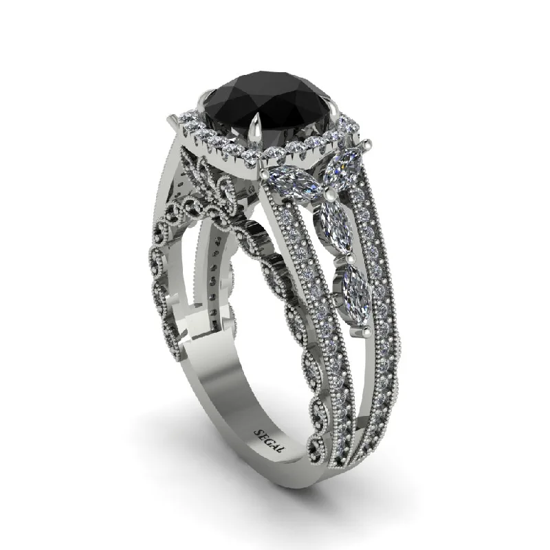 engagement-luxury-sapphire-rings-Black Diamond Eternal Embrace Double Shank Filigree Engagement Ring - Celine No. 9