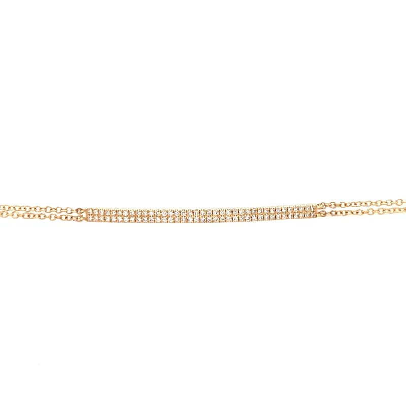 Ladies bracelets for wanderer vibes -14K Yellow Gold Diamond Double Row Bar Bracelet