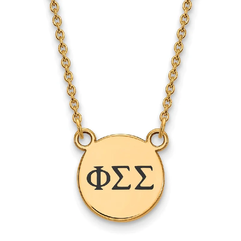 Ladies necklaces with twist pendants -14K Plated Silver Phi Sigma Sigma Small Enamel Greek Letters Necklace