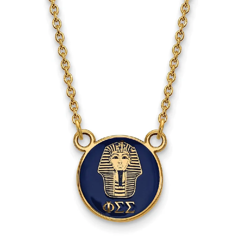 Ladies necklaces for future vibes -14K Plated Silver Phi Sigma Sigma Small Enamel Logo Necklace