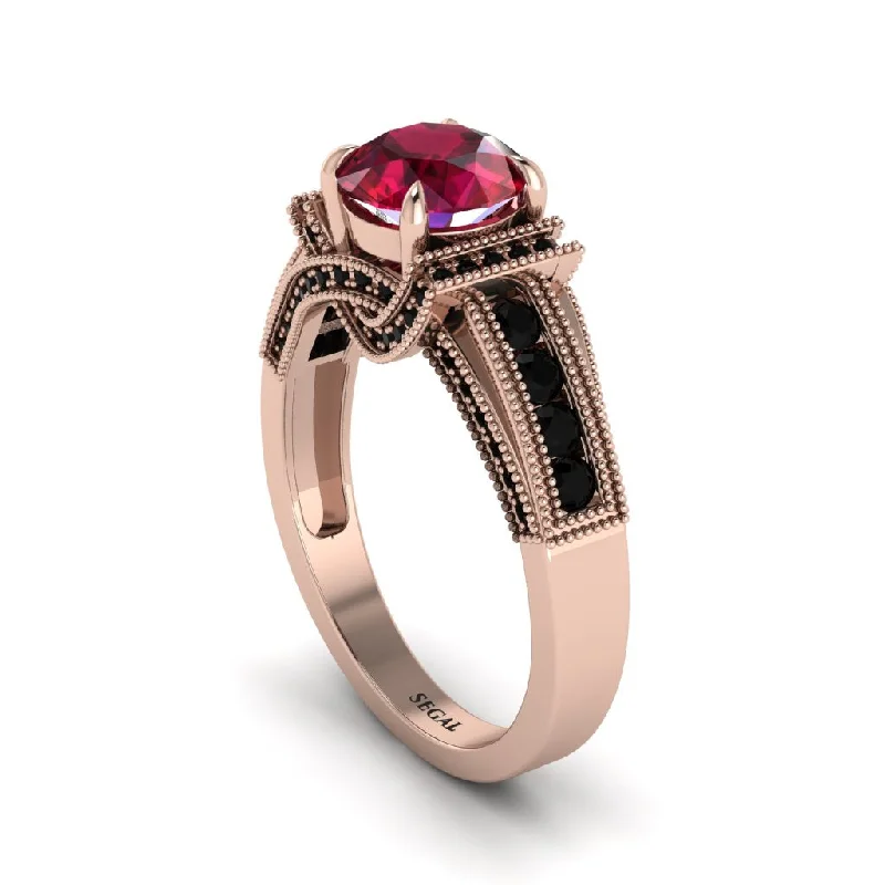 engagement-modern-platinum-rings-Ruby Eternal Embrace Milgrain Engagement Ring - Fernanda No. 41