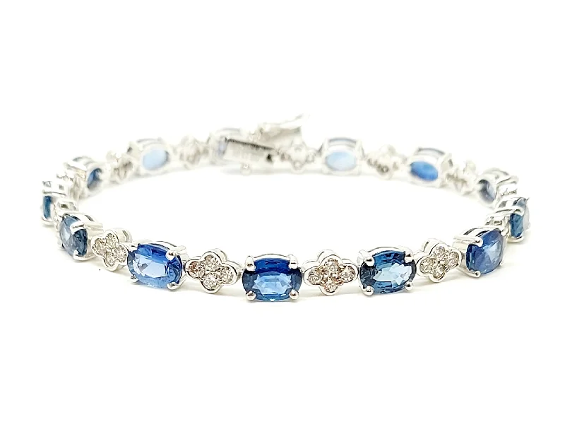 Ladies bracelets for lyric vibes -Sapphire And Diamond Bracelet In 14k White Gold Ad No: 2871