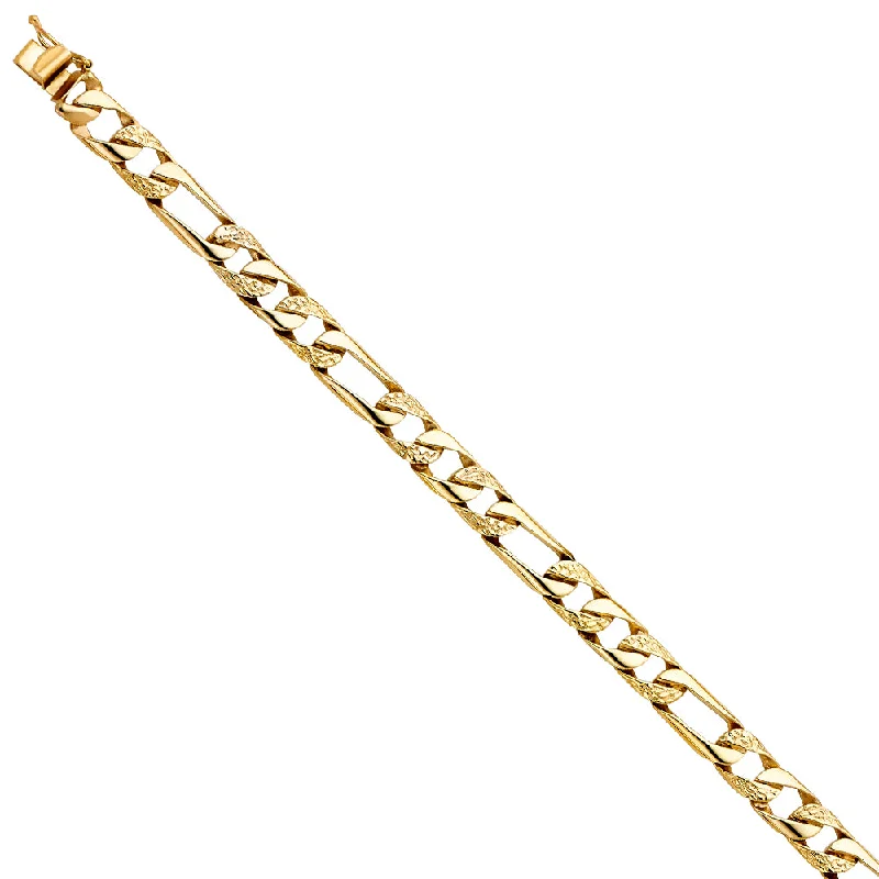 Ladies bracelets astral charm -14KY Nugget Figaro Link Bracelet - 8"